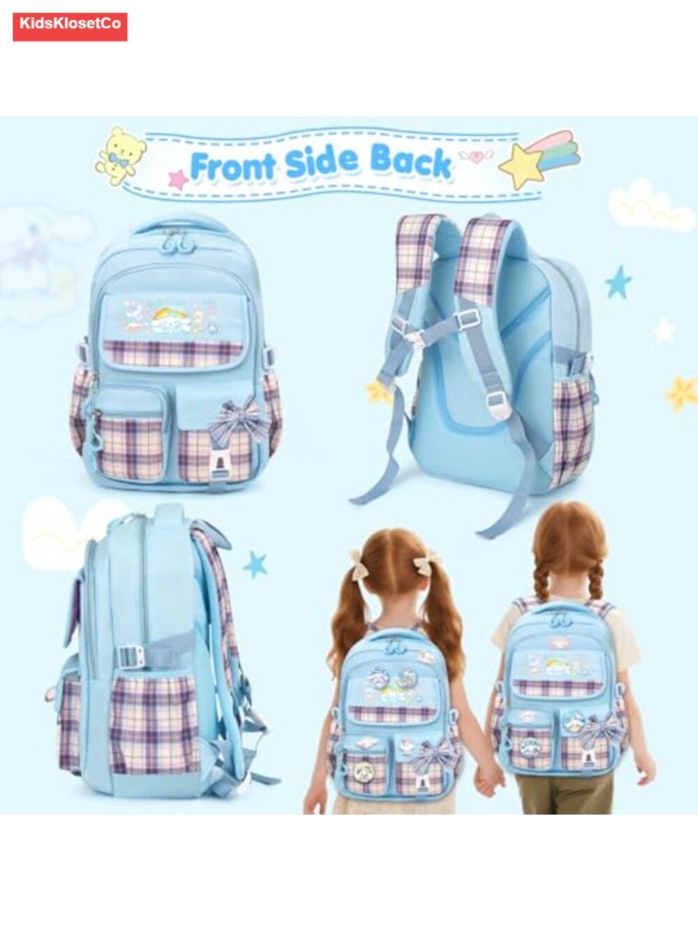 Anti-Theft Kids Backpack with 24 Pcs Accessories, School Bookbag for Girls, - Picture 5 of 5